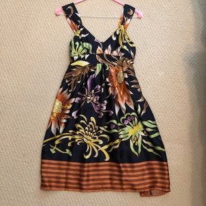 KAS NEW YORK: Silk Floral Pattern Cocktail Dress